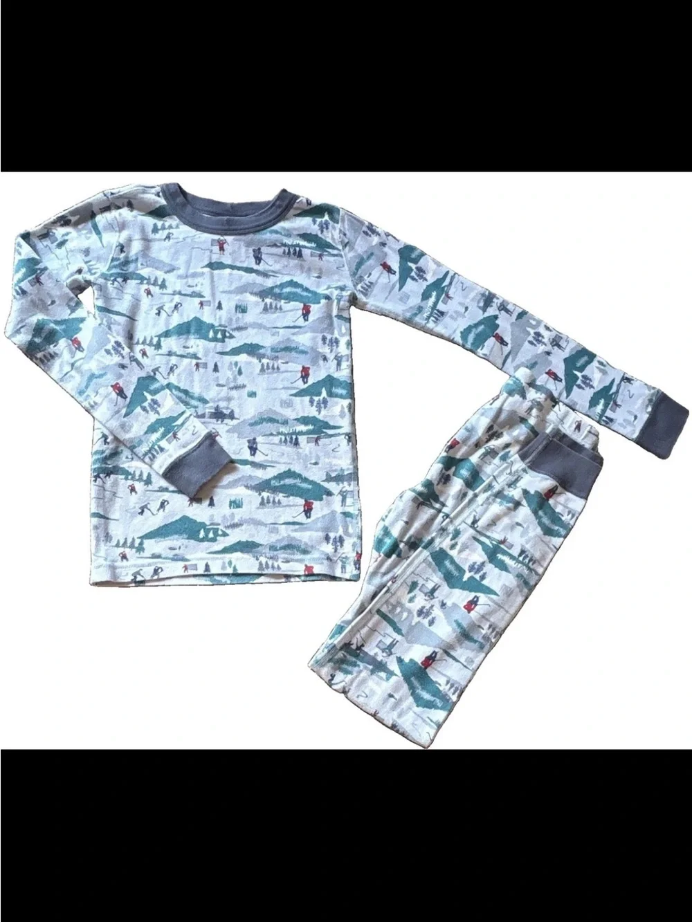 Hanna Andersson Mountain Ski Print Pajama Set - Blue & Gray